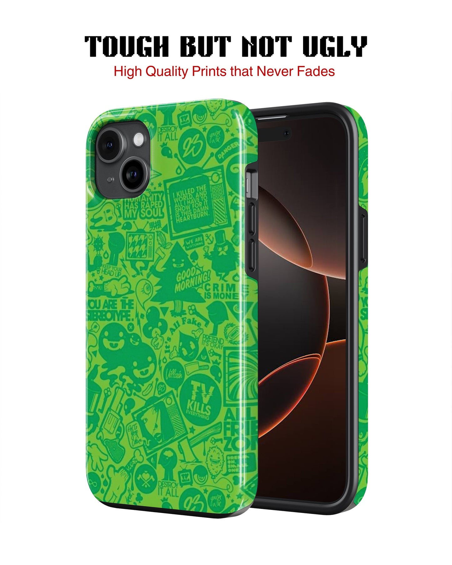 iPhone 16 Plus Tank Case | Modernism (Green Chaos)
