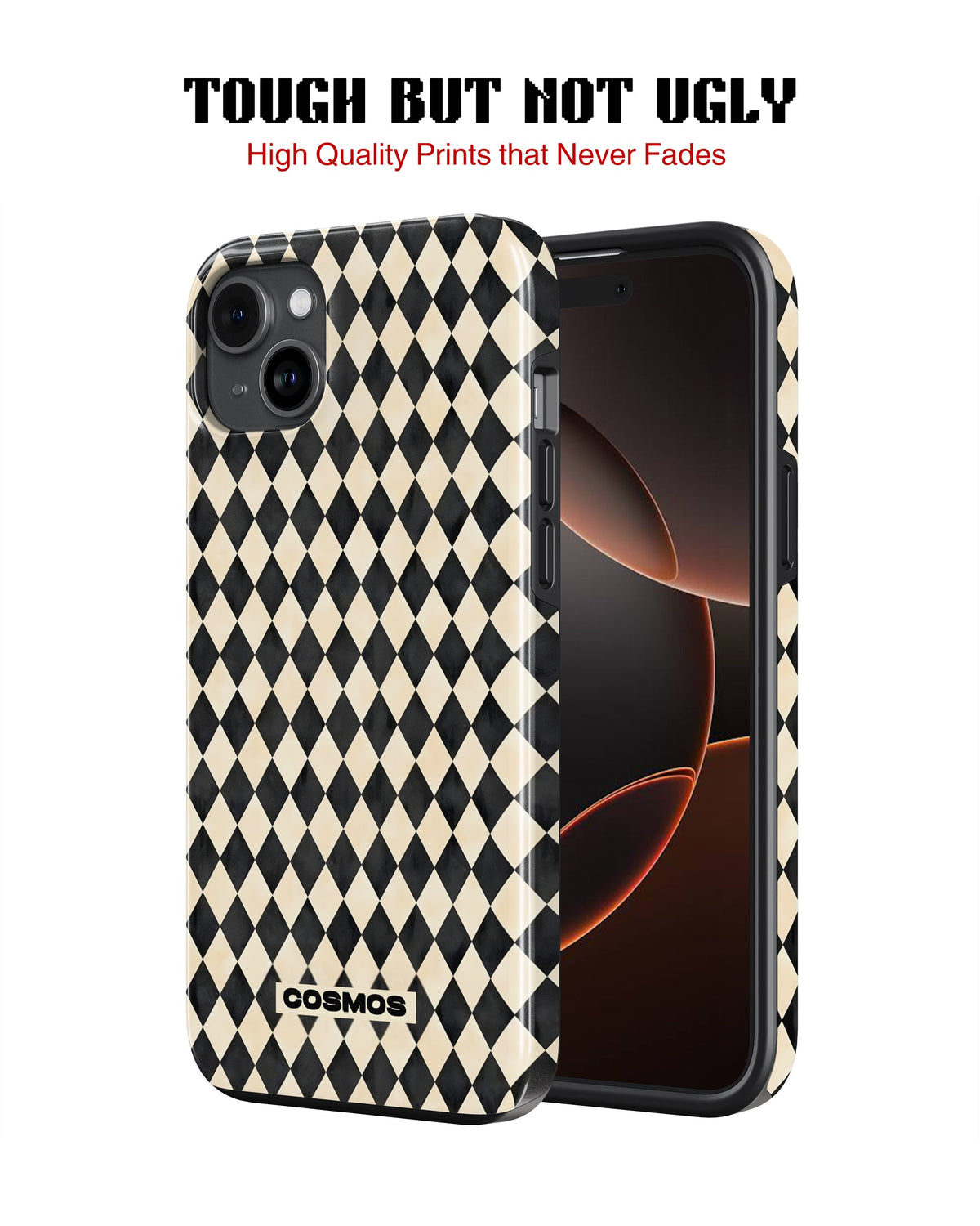 iPhone 12 Tank Case | Textures (Harlequin Ivory)