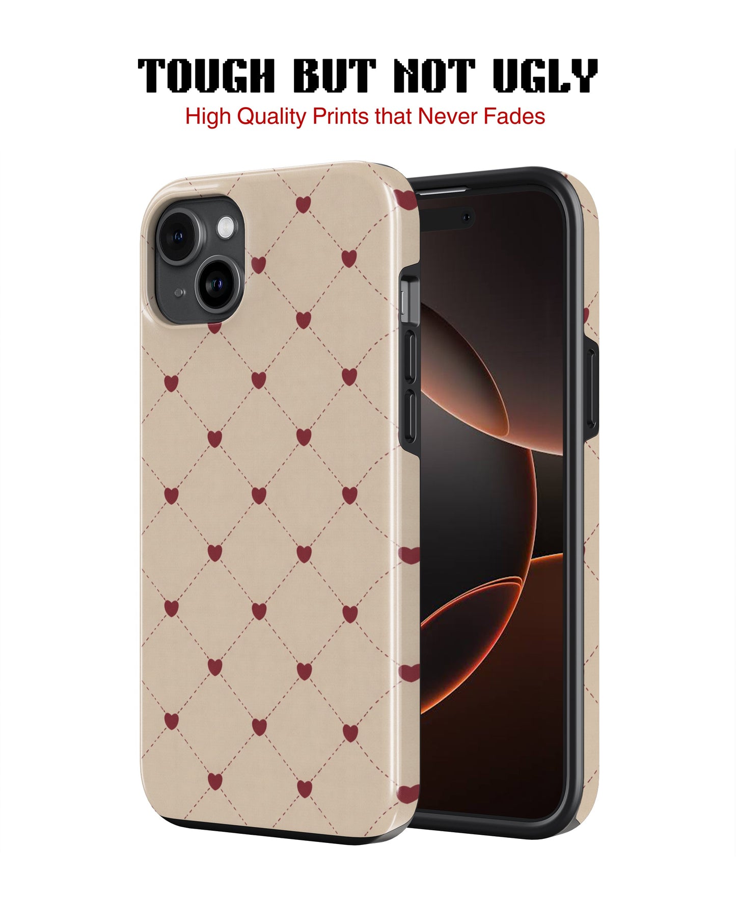 iPhone 14 Plus Tank Case | Girls Aesthetics (Heart Lattice)