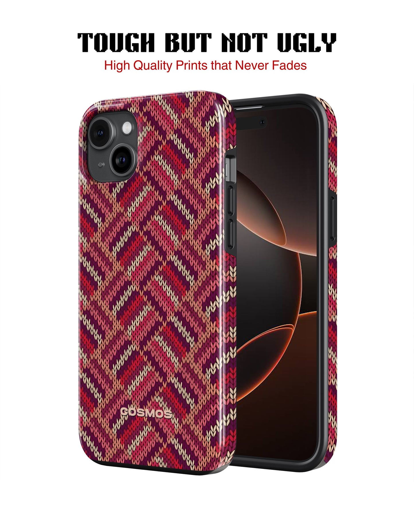 iPhone 15 Plus Tank Case | Textures (Ruby Weave)