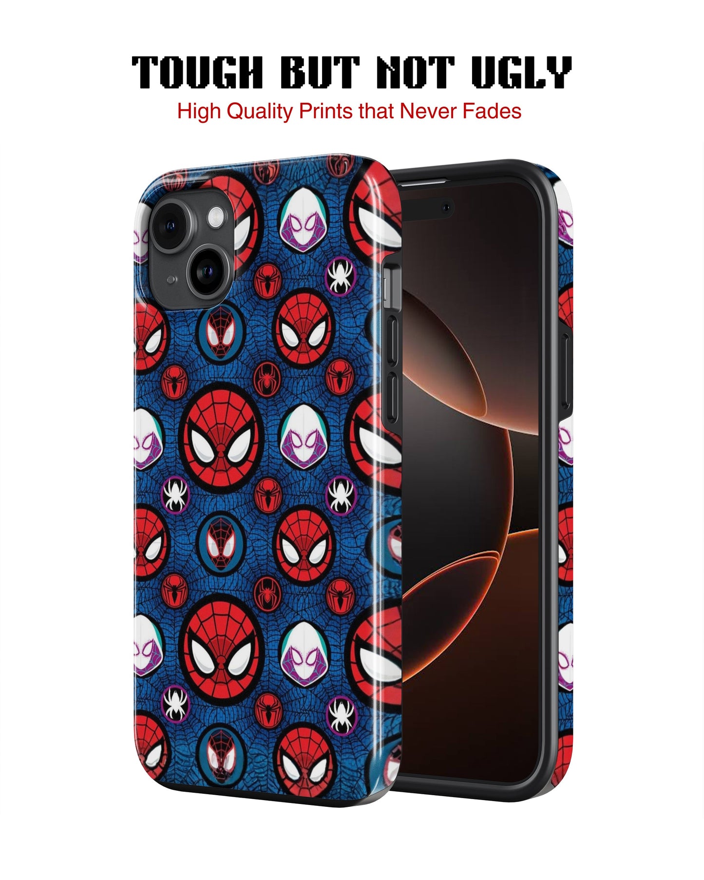 iPhone 16 Plus Tank Case | Superhero (Spider Icons)