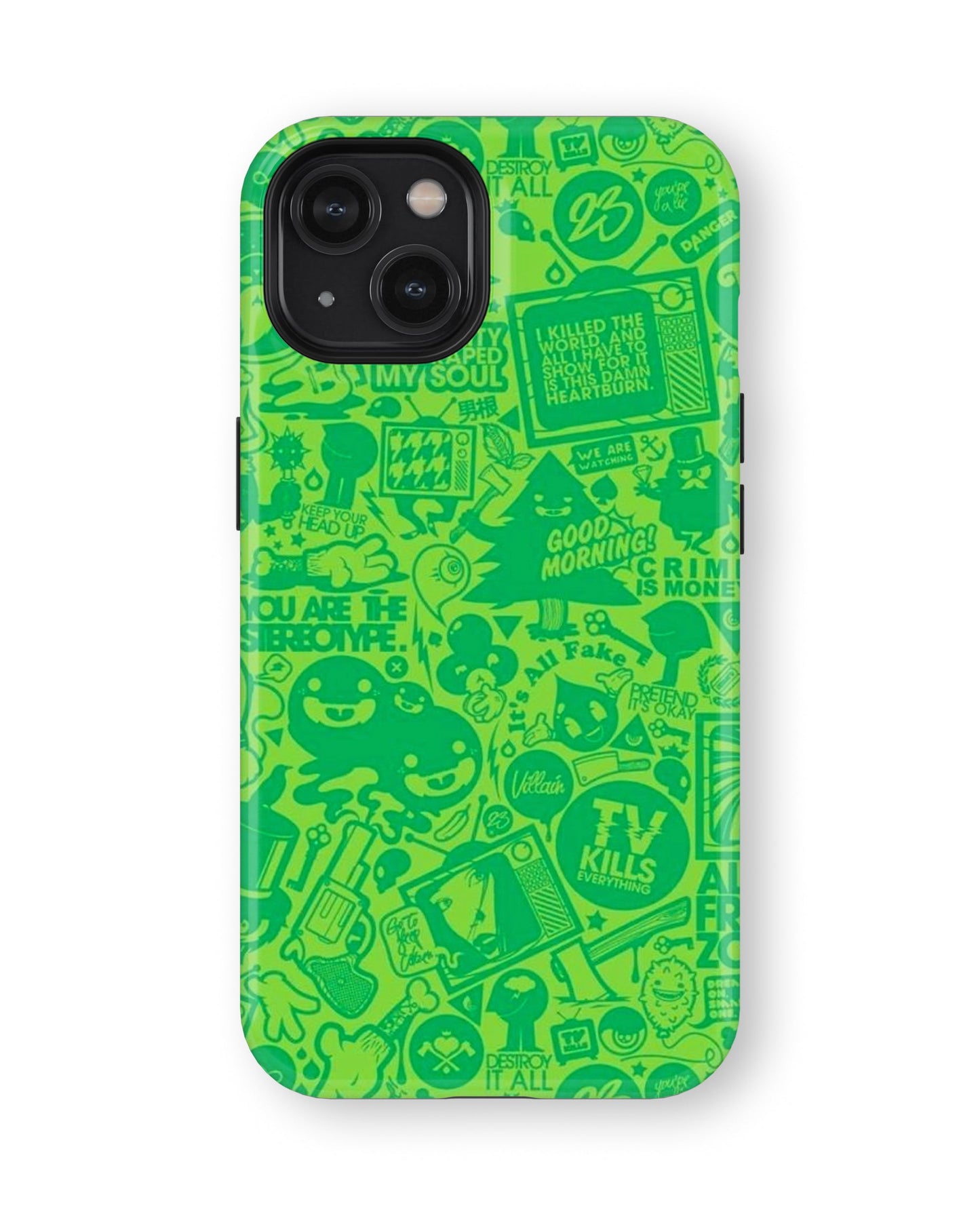 iPhone 15 Plus Tank Case | Modernism (Green Chaos)
