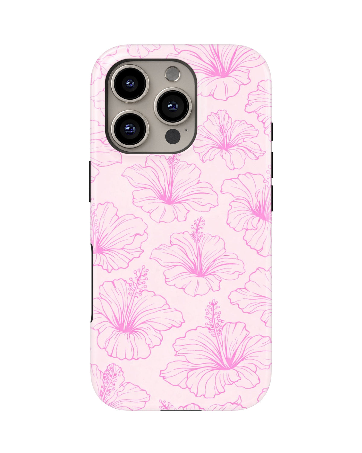 iPhone 16 Pro Max Tank Case | Girls Aesthetics (Blush Hibiscus)