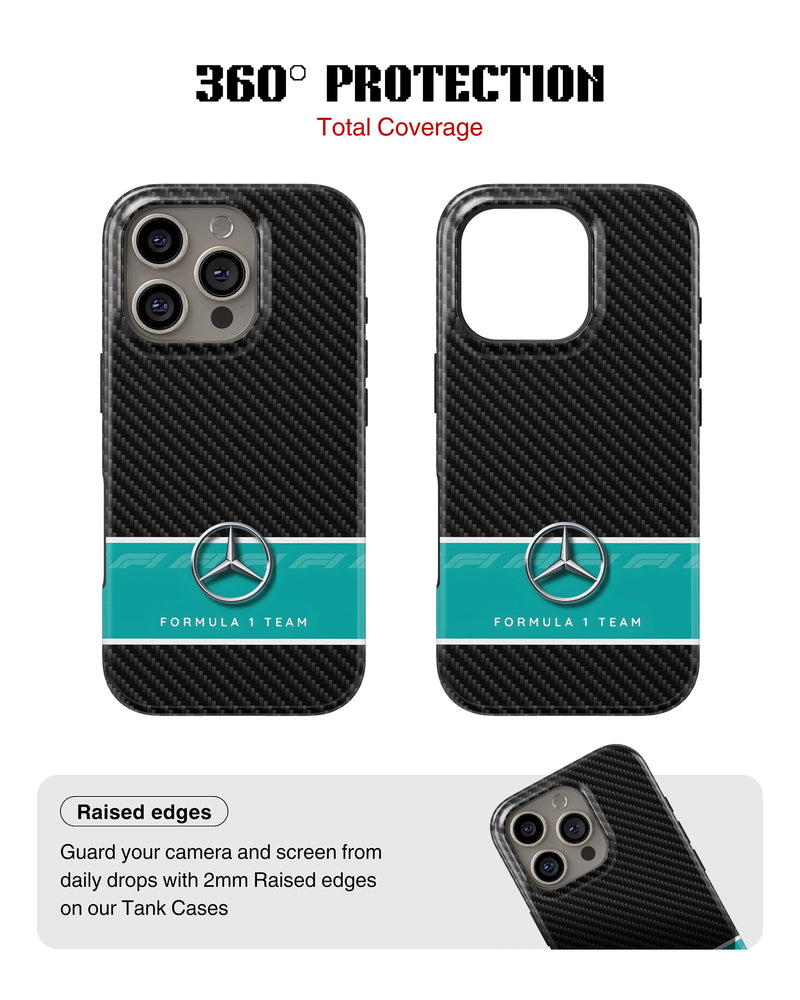 iPhone 16 Pro Max Tank Case | Formula 1 (Carbon Mercedes)