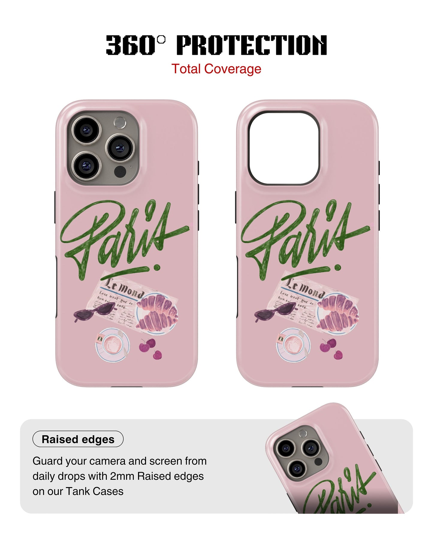 iPhone 16 Pro Max Tank Case | Girls Aesthetics (Paris Pink)