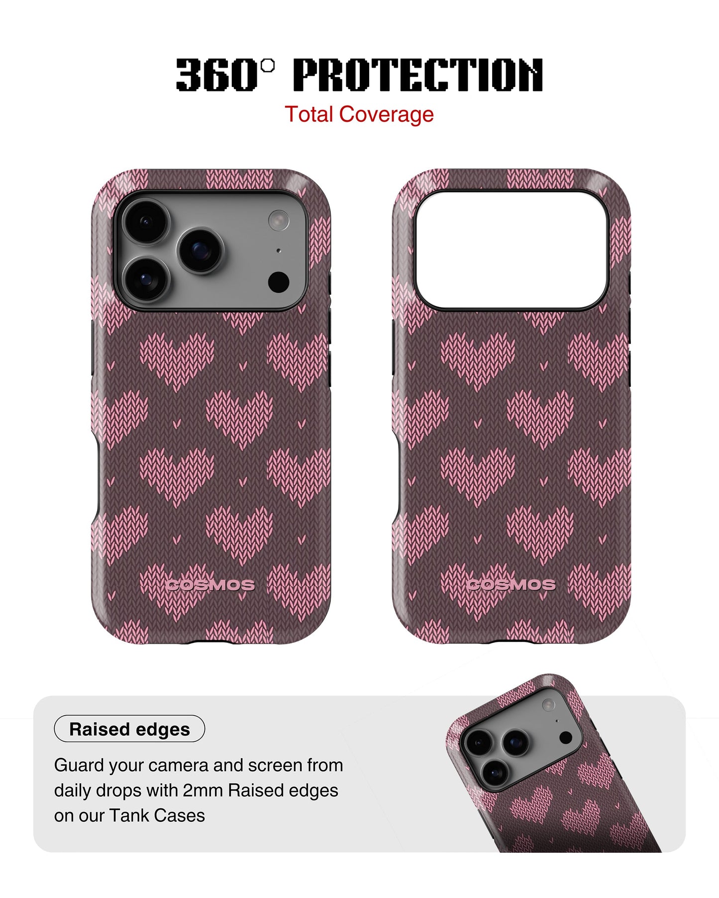 iPhone 17 Pro Tank Case | Textures (Blush Hearts)