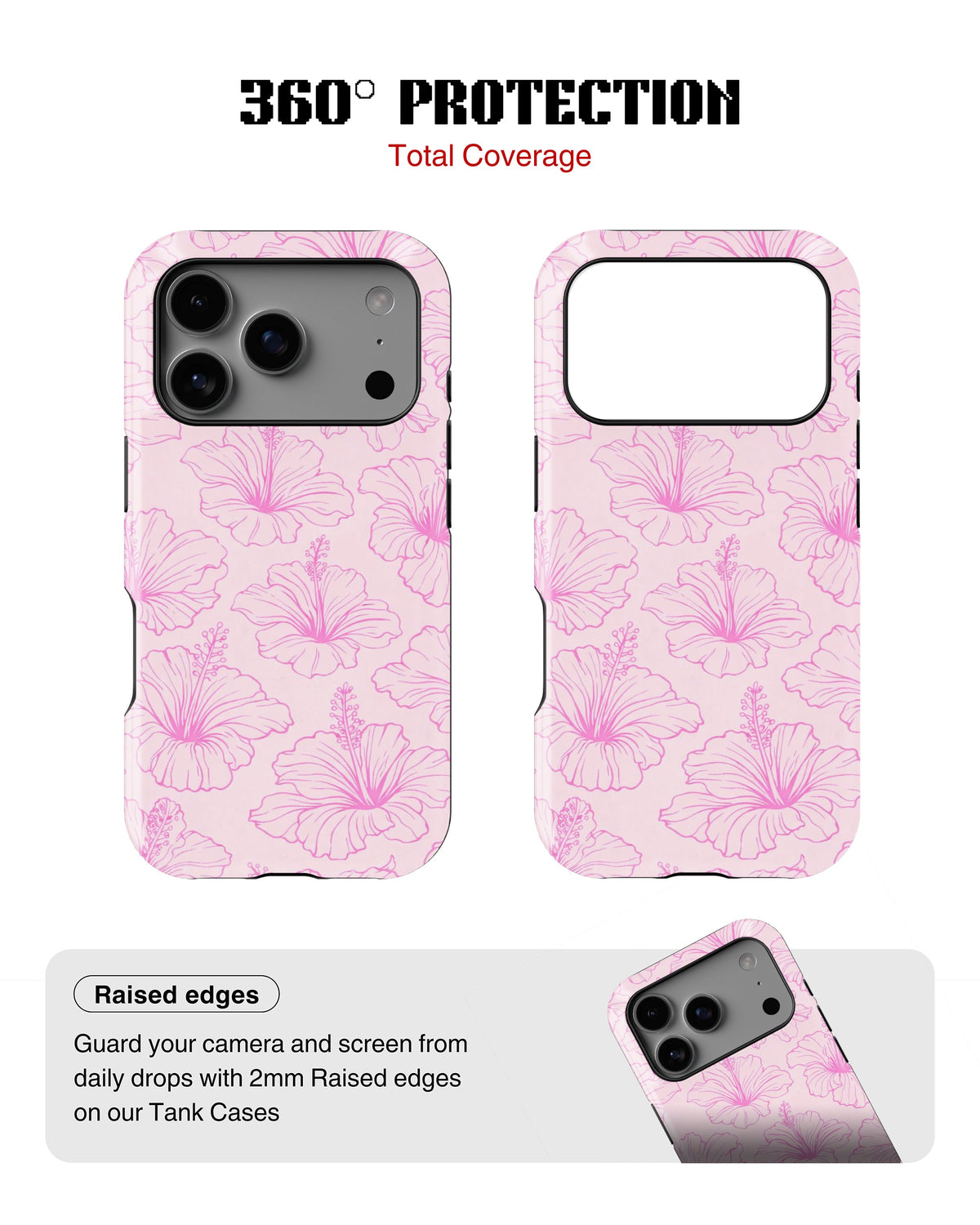 iPhone 17 Pro Max Tank Case | Girls Aesthetics (Blush Hibiscus)