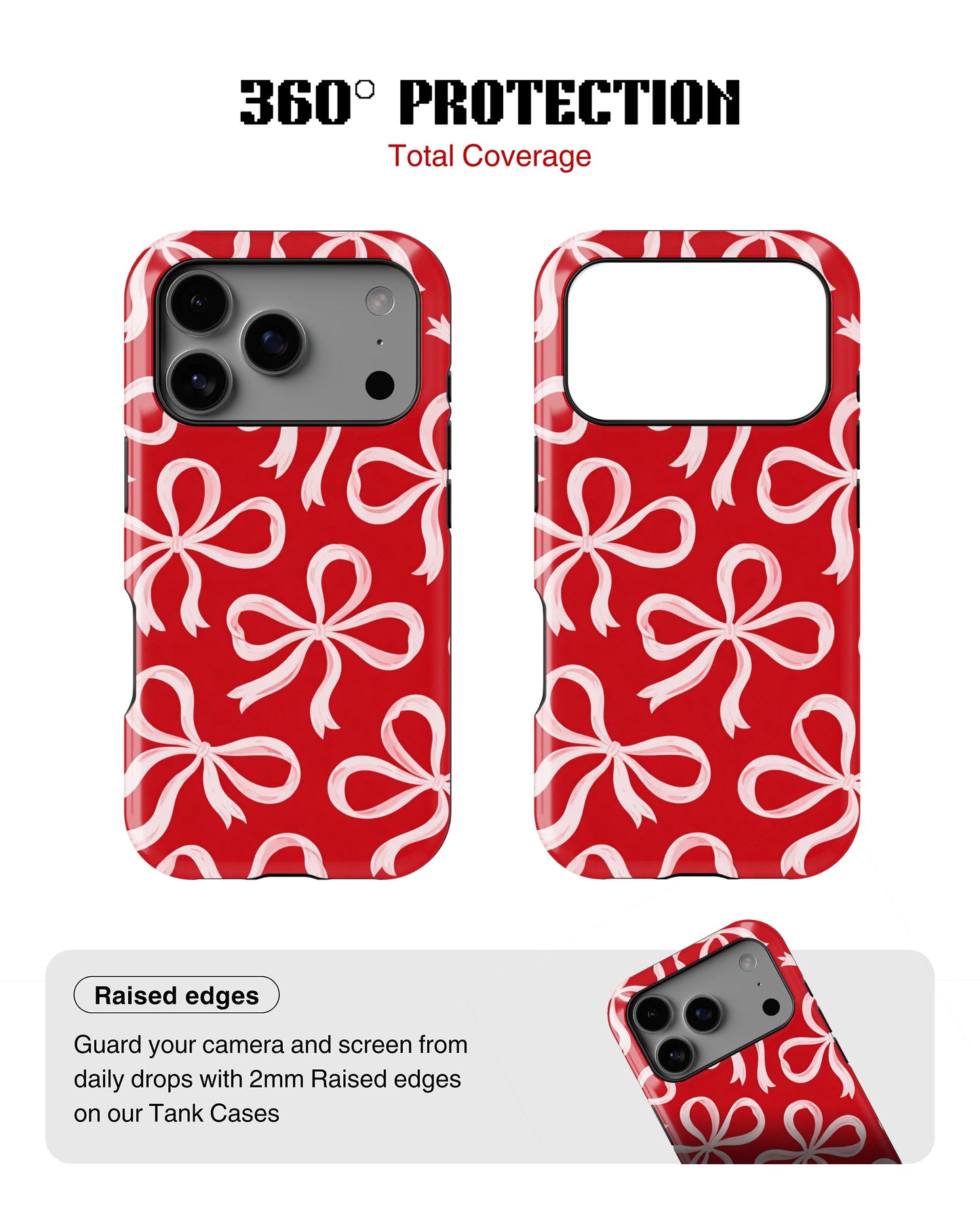 iPhone 17 Pro Max Tank Case | Girls Aesthetics (Crimson Bows)