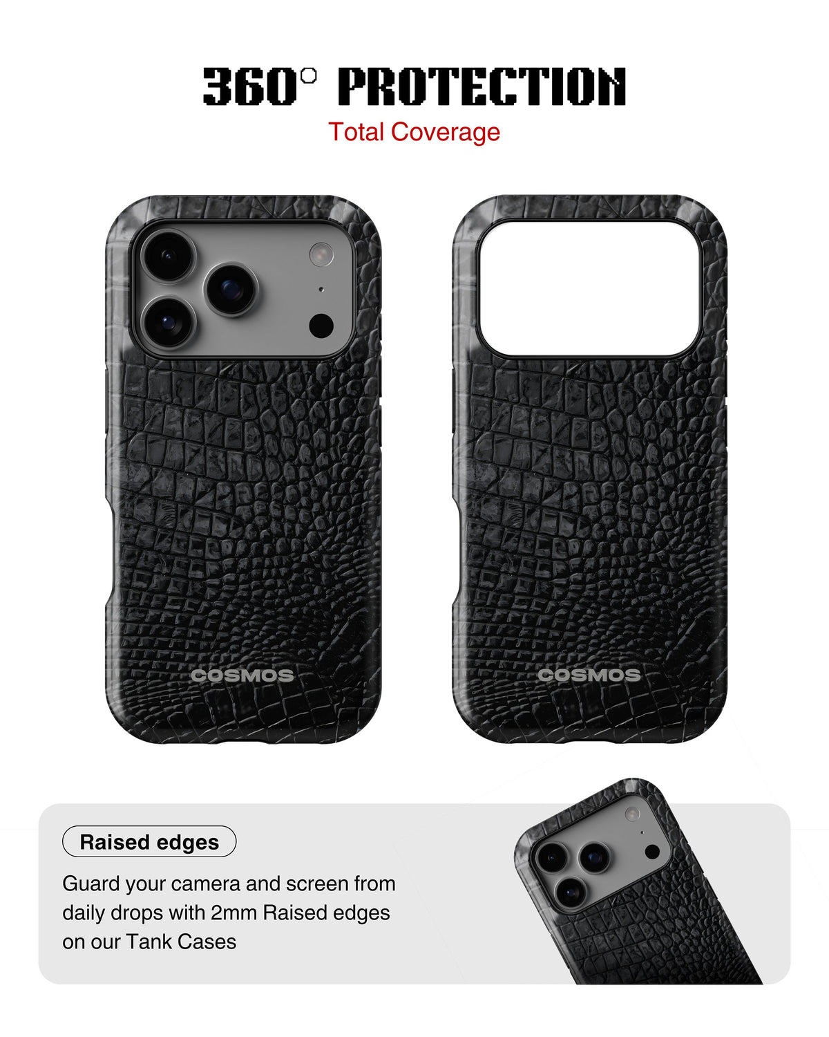 iPhone 17 Pro Tank Case | Textures (Obsidian Croc)