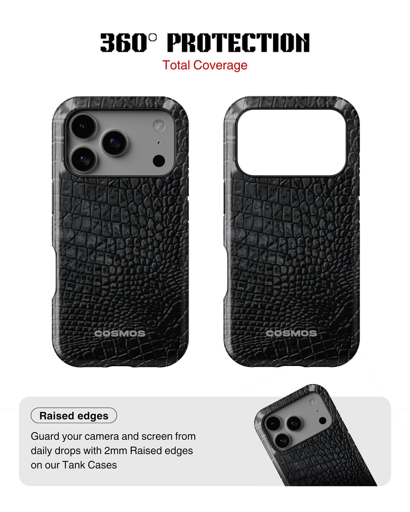 iPhone 17 Pro Tank Case | Textures (Obsidian Croc)