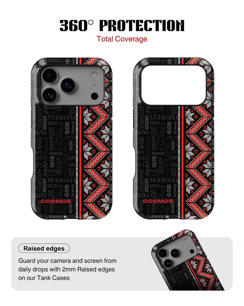 iPhone 17 Pro Max Tank Case | Textures (Tribal Noir)