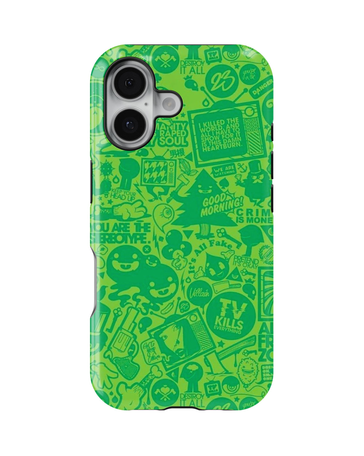 iPhone 16 Tank Case | Modernism (Green Chaos)