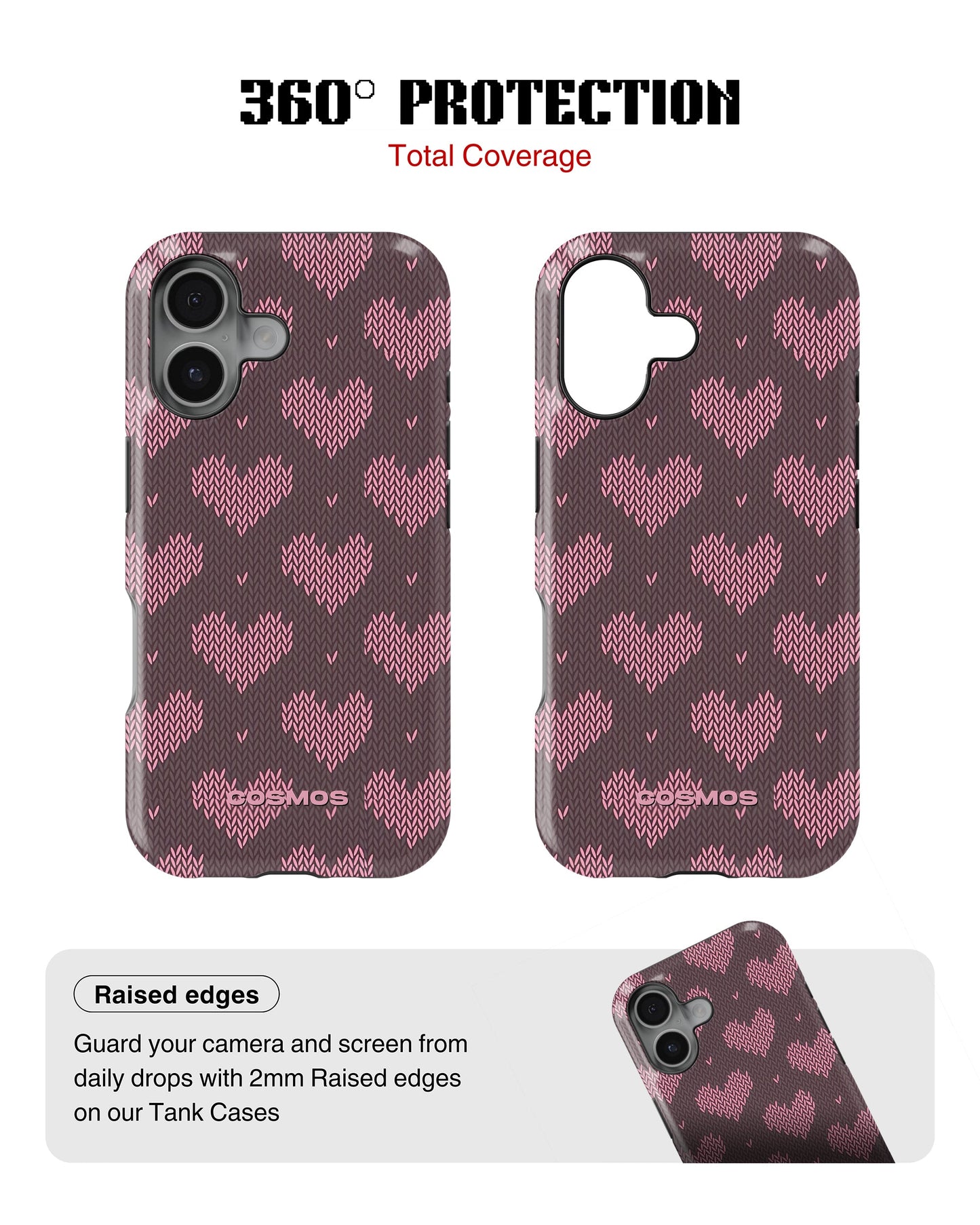 iPhone 16 Plus Tank Case | Textures (Blush Hearts)