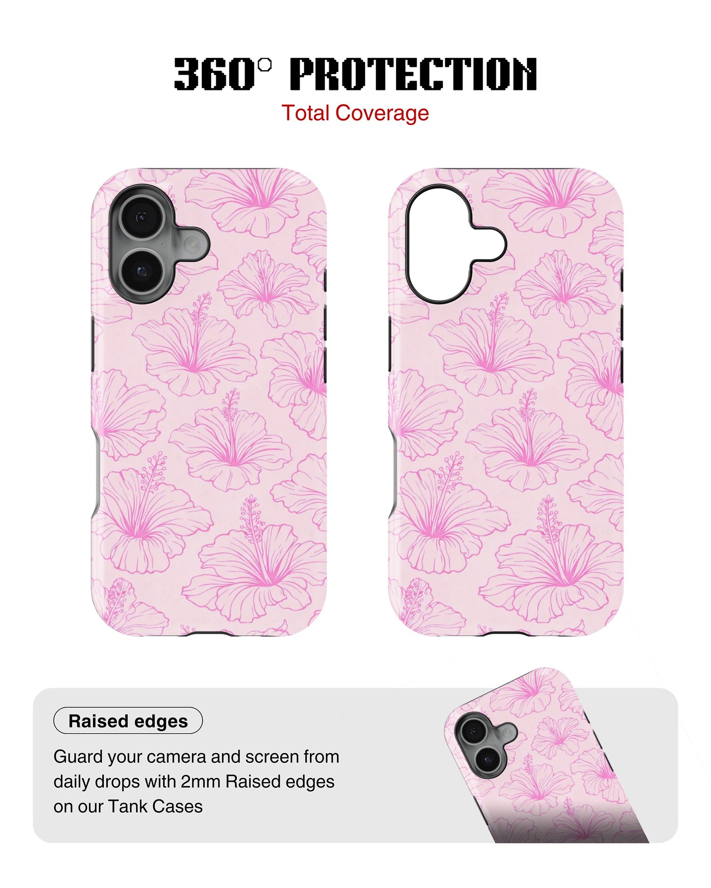 iPhone 16 Plus Tank Case | Girls Aesthetics (Blush Hibiscus)