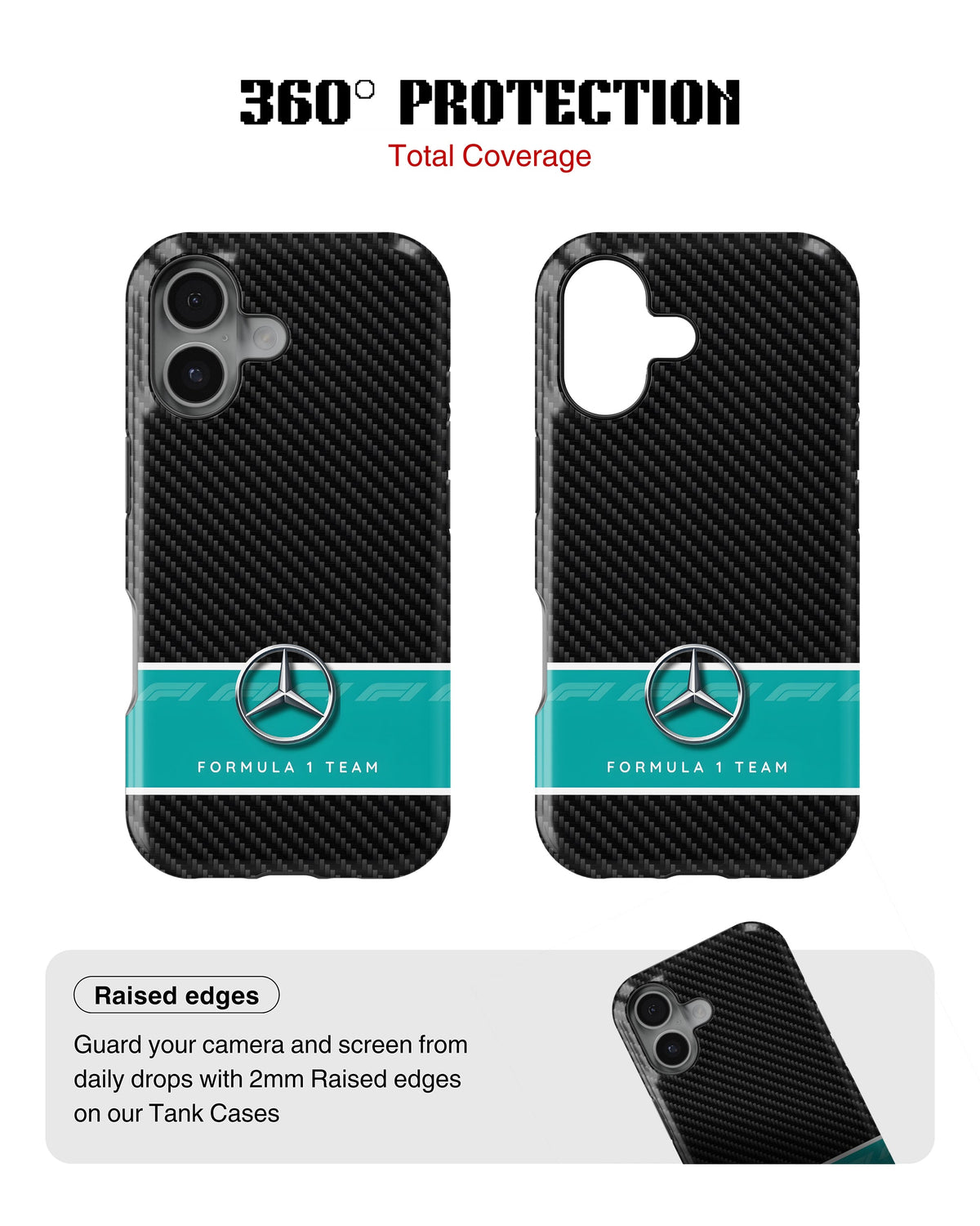 iPhone 16 Plus Tank Case | Formula 1 (Carbon Mercedes)