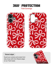 iPhone 16 Plus Tank Case | Girls Aesthetics (Crimson Bows)