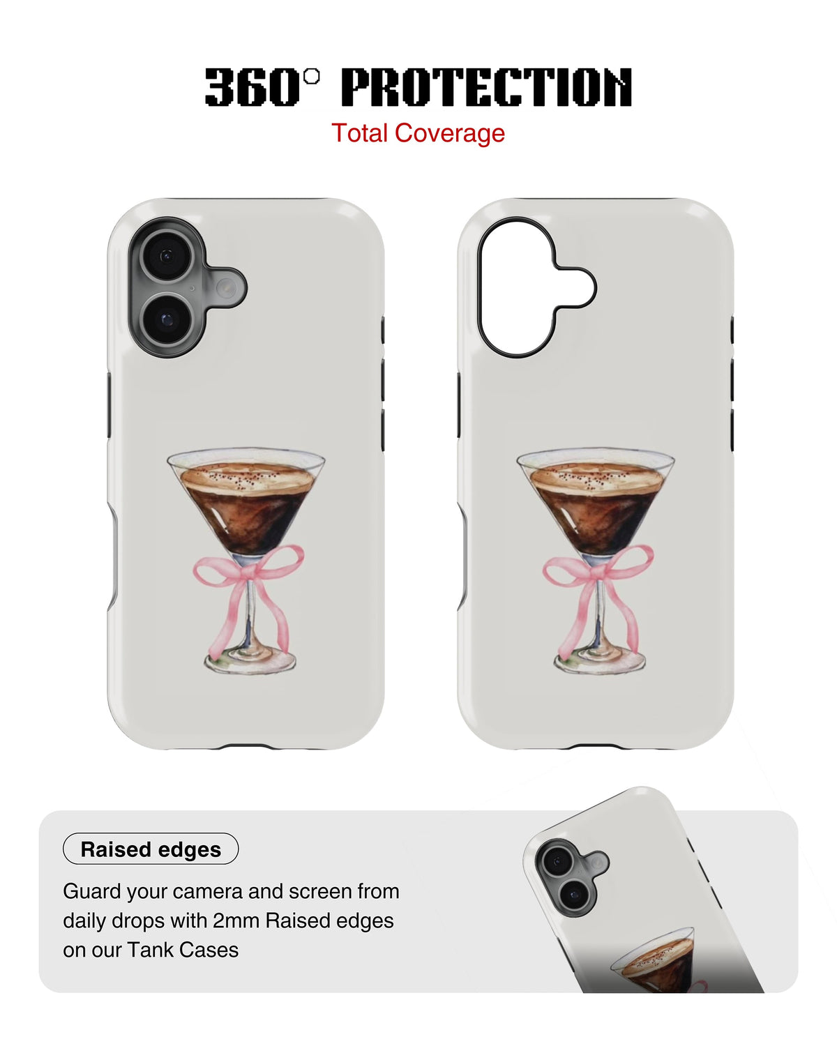iPhone 16 Plus Tank Case | Girls Aesthetics (Espresso Bow)