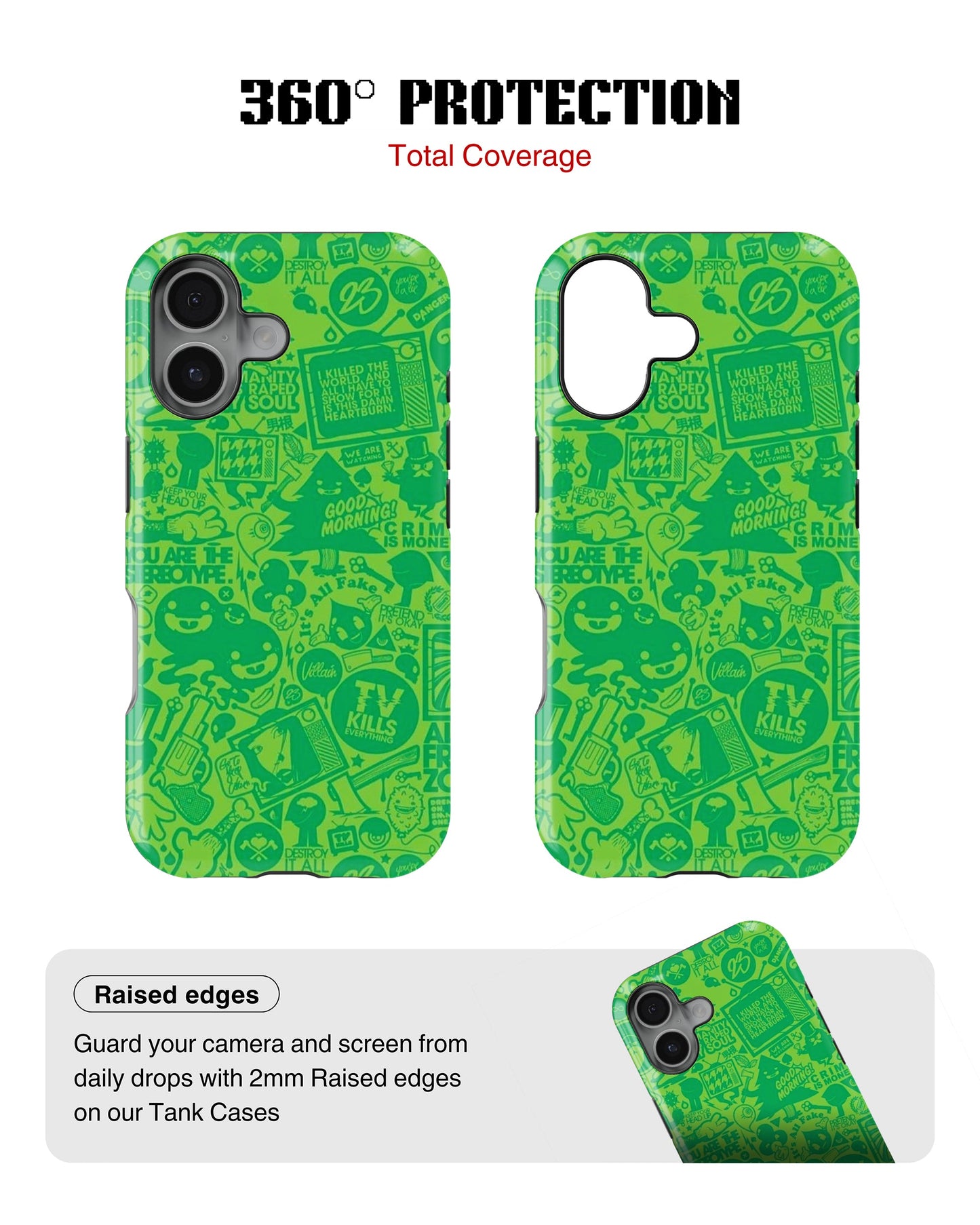 iPhone 16 Tank Case | Modernism (Green Chaos)