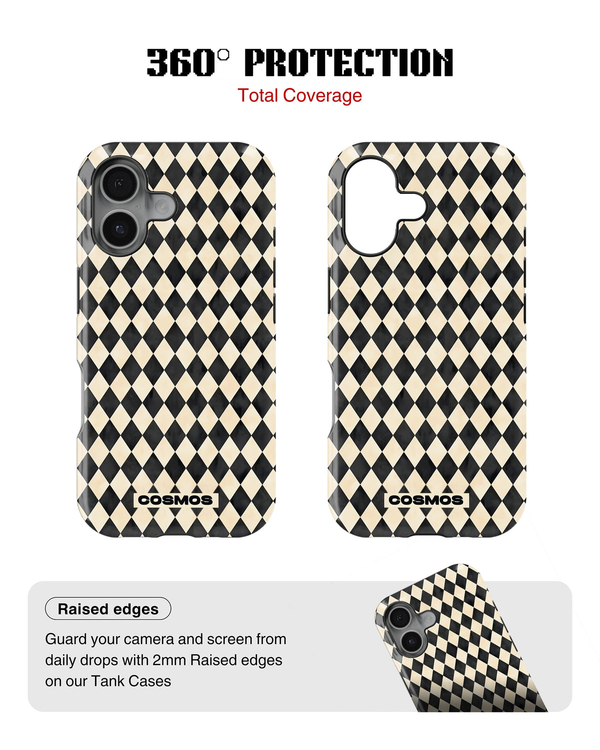 iPhone 16 Tank Case | Textures (Harlequin Ivory)