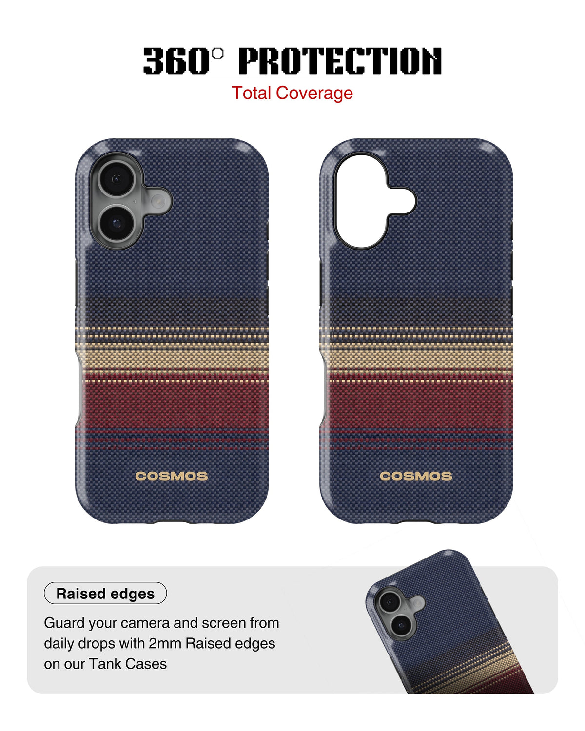 iPhone 16 Plus Tank Case | Textures (Midnight Border)