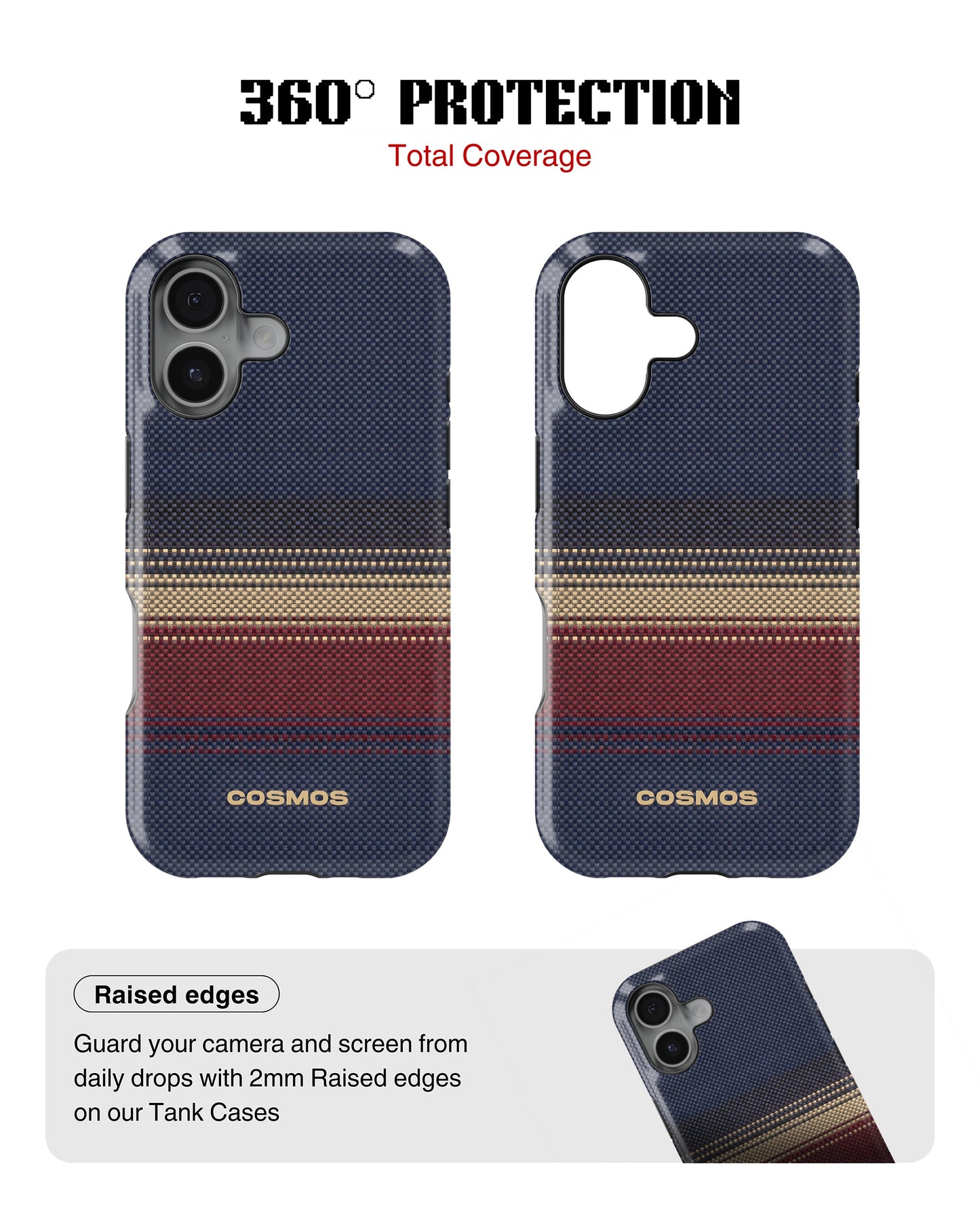 iPhone 16 Plus Tank Case | Textures (Midnight Border)