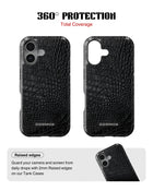iPhone 16 Plus Tank Case | Textures (Obsidian Croc)