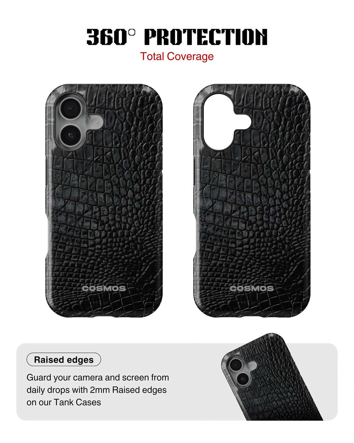 iPhone 17 Tank Case | Textures (Obsidian Croc)