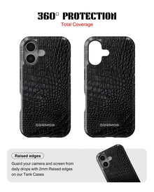 iPhone 17 Tank Case | Textures (Obsidian Croc)