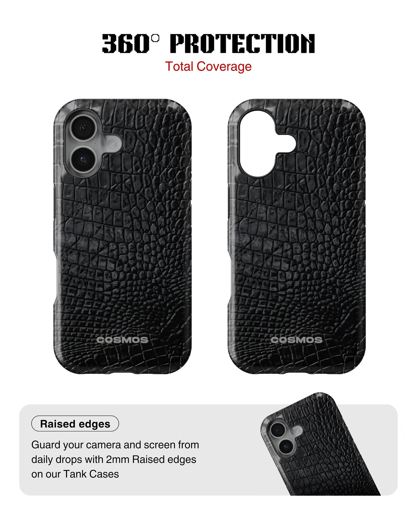 iPhone 16 Tank Case | Textures (Obsidian Croc)