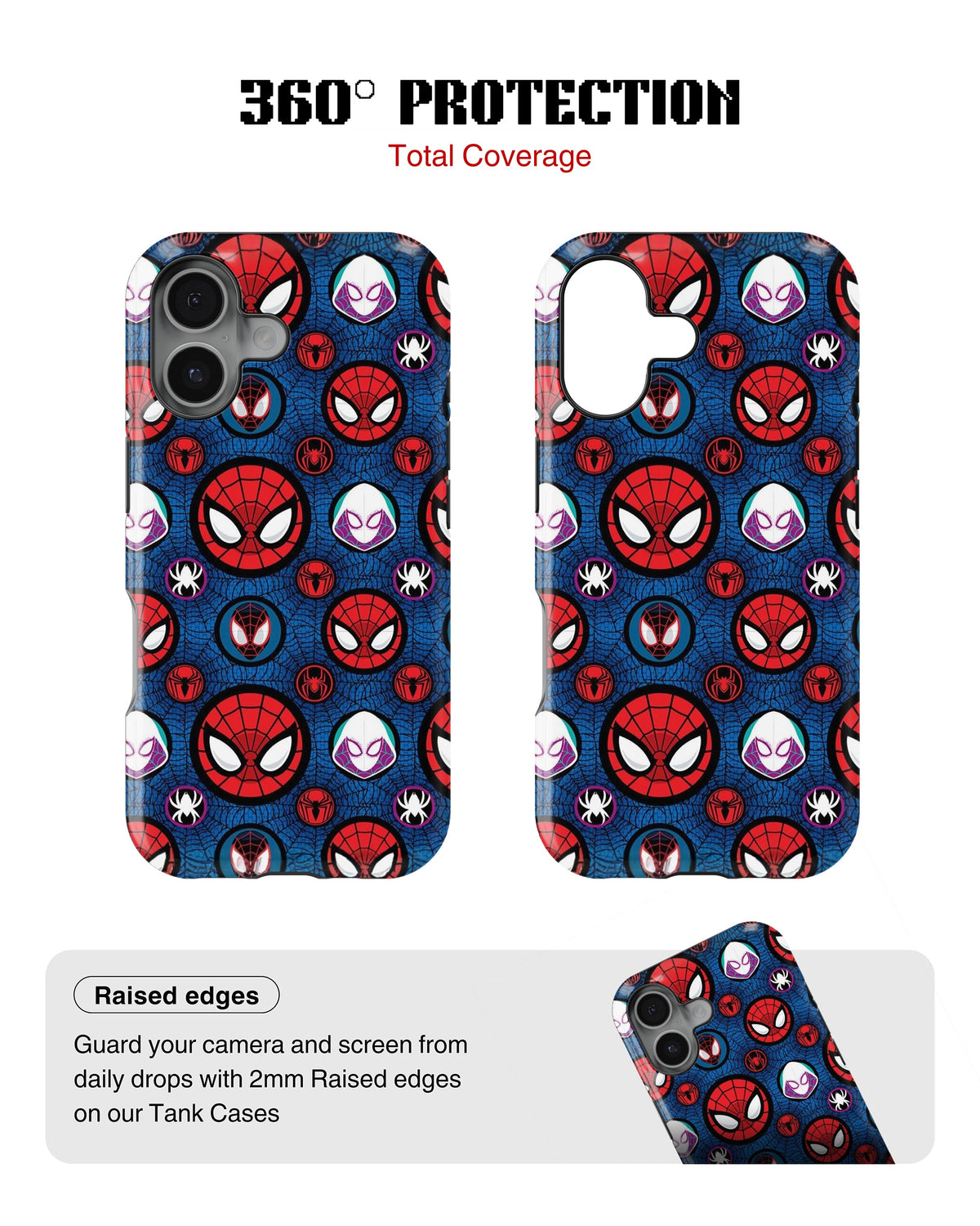 iPhone 16 Plus Tank Case | Superhero (Spider Icons)