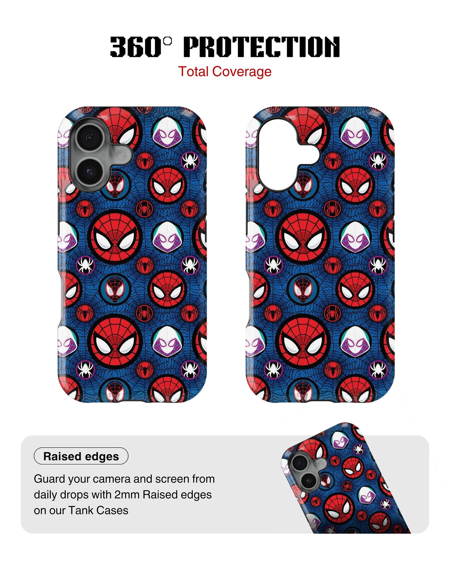 iPhone 16 Plus Tank Case | Superhero (Spider Icons)
